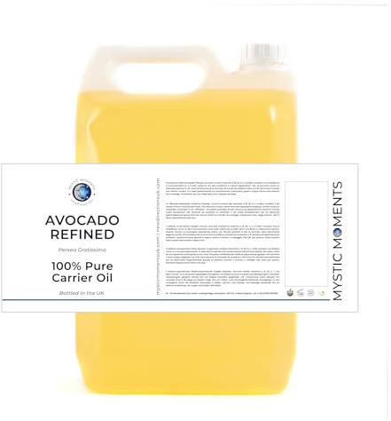 Mystic Moments | Avocado Refined Carrier Oil 5 Litres - Pure & Natural Oil Perfect For Hair, Face, Nails, Aromatherapy, Massage and Oil Dilution Vegan GMO Free