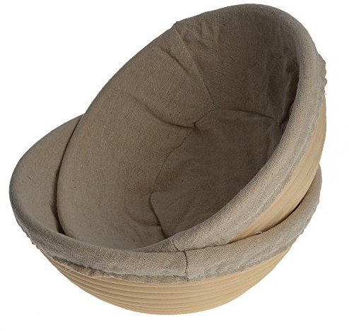 Pack of 2 Round 25 cm 10 inch Bread Proofing Basket Sourdough Proving Basket Bannetons Brotform Bowl with Linen Liner For 1000g Dough