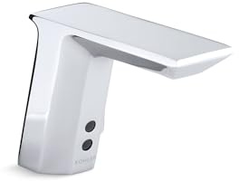 KOHLER K-7517-CP Hybrid Geometric Touchless Deck-Mount Faucet with Mixer, Polished Chrome