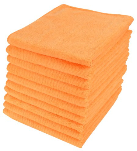 Micro-Pro Orange Microfibre Cleaning Cloths 10 Pack - 280gsm, 40x40cm, Non-Abrasive, High-Density for Home & Professional Use, Durable & Reusable, Ideal for Kitchen, Car, Window