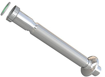 Abgangsrohr flexibel-1.1/4 verchromt ausziehbar Ausgang von 32 mm, mit Rosette. Für Waschtisch und Bidet