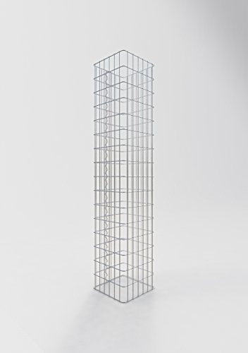 GABIONA påfyllningsbara stenkorgar pelare Gabione hakig I trådkorg för stenar för trädgårdsskötsel maska 5 x 10 cm I 4 mm Gabionkropp galvanisk förzinkad I stenkorg pelare 160 cm hög 32 x 32 cm