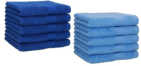 Betz 10 Stück Gästehandtücher Premium 100% Baumwolle Gästetuch-Set 30x50 cm Farbe Royalblau und hellblau