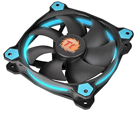 Thermaltake Riing 12 Series Blue High Static Pressure 120mm Circular LED Ring Case/Radiator Fan with Anti-Vibration Mounting System Cooling CL-F038-PL12BU-A