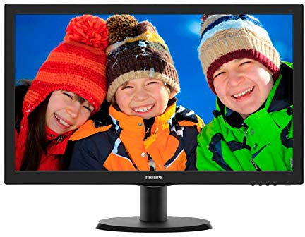 Philips Monitor 243V5LHSB Gaming Monitor per PC Desktop 23.6 LED Full HD, 1920 x 1080, 250 cd/m², 1 ms, HDMI, DVI, VGA, Attacco VESA, Nero