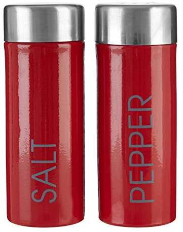Premier Housewares Liberty - Juego de salero y pimentero, 4 x 4 x 11 cm, Acero Inoxidable esmaltado, Color Rojo