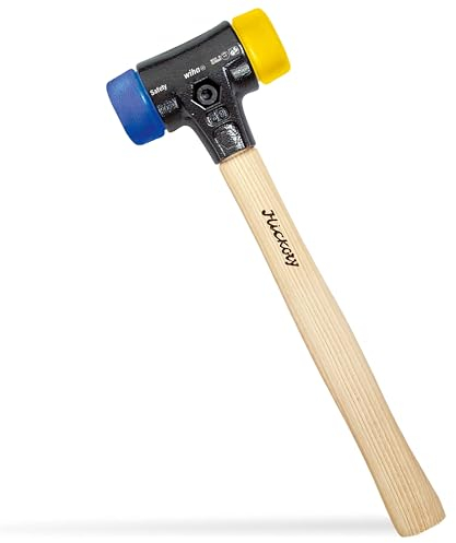 Wiha Schonhammer Safety I mjuk/medelhård I Hickory-trähandtag I runt slaghuvud Ø 40 mm I plasthammare 325 mm I 620 g I renovering, monteringsarbeten, bilreparation och maskinteknik (26654)