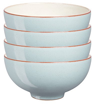 Denby - Heritage Pavilion Set of 4 Rice Bowls - 16oz Everyday Cereal, Soup, Dessert Bowls - Dishwasher Safe & Microwave Safe - Ceramic Stoneware Tableware - Scratch & Chip Resistant