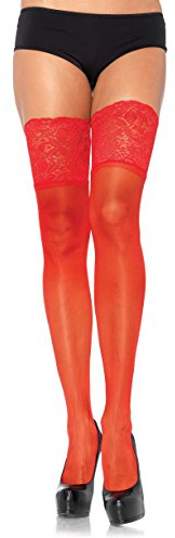 LEG AVENUE Damen Stay Up Sheer Strumpfhose, Rot, Einheitsgröße Große Größen EU