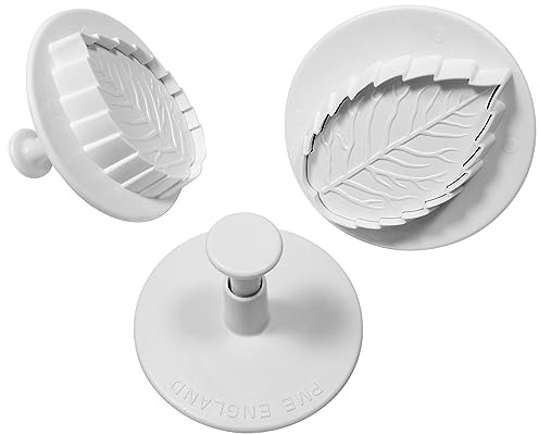 PME RLL657 Prägeausstecher mit geädertem Rosenblatt, extra groß, Kunststoff, Weiß 4.5 x 4.5 x 4 cm