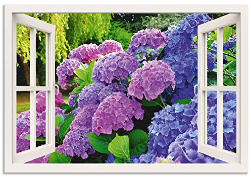 ARTland Wanddeko Wandbild Alu für Innen & Outdoor Metall Bild Botanik Blumen Hortensien Garten Blüten Landhaus T5PZ