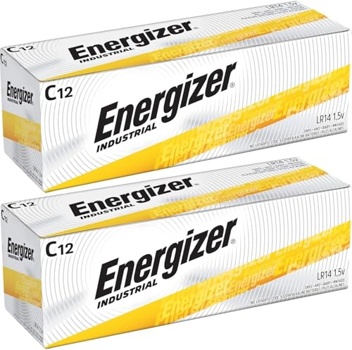 Energizer : Industrial Alkaline Batteries, C, 12 Batteries per Box -:- Sold as 2 Packs of - 12 - / - Total of 24 Each