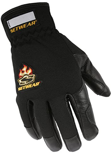 SetWear Pro Leather Gloves, Black Medium