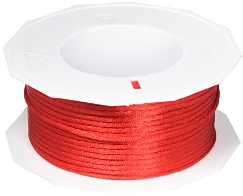 PRÄSENT Cordón RHEIN rojo, cordón trenzado para regalos 50 m, paquetes y obsequios, 3 mm de ancho, accesorios para decoración y manualidades, cintas decorativas resistentes al desgarro