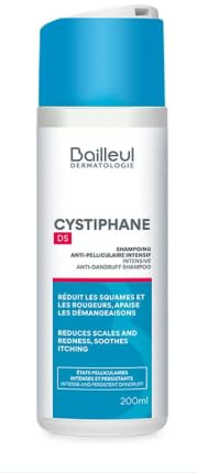 Bailleul | Cystiphane DS | Shampoing Anti-pelliculaire Intensif | Pellicules Intenses et Persistantes | Réduit Squames et Rougeurs, Apaise les Démangeaisons | 200 ml