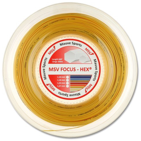 MSV Unisex – Erwachsene Focus-Hex Tennis-Saite, gelb, 1.18 mm