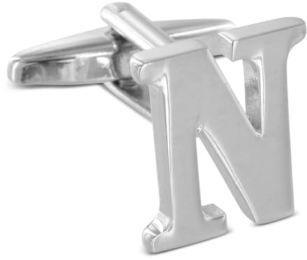 TEROON Manschettenknopf Buchstabe Initiale 'N' [EIN Knopf - KEIN Paar]