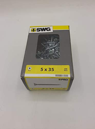 Spanplattenschrauben 5 mm 35 mm Kreuzschlitz Pozidriv Stahl verzinkt 200 Stück SWG