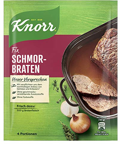 Knorr Fix Würzmischung Schmorbraten für ein leckeres Fleischgericht Gewürzmischung mit natürlichen Zutaten 4 Portionen