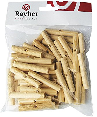 Rayher 6121000 Palmenhölzchen, 47 mm, 10 mm ø, Btl. 50 Stück, für Osterpalmen, Eierbaum, traditionellen Osterschmuck Palmsonntag, Osterbaum, auch für Herbstdekorationen, Weiß