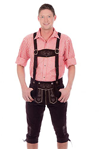Herr trachten knäbandsbyxor mörkbrun av finaste oxvelourläder,