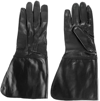 Battle-Merchant Mittelalterliche Stulpenhandschuhe aus Leder Ritterhandschuh M-XL Schwarz LARP Wikinger Piratenhandschuhe