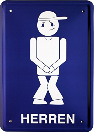 WOGEKA ART Retro Blechschild - Herren Toilette - Männer WC - witziger Spruch als Geschenk-Idee zum Geburtstag Weihnachten zur Dekoration 21x15 cm Vintage-Design aus Metall MJ 201