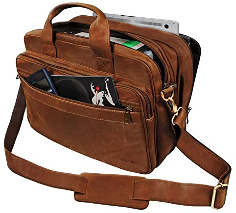 STILORD Leopold XL Echtleder Aktentasche - der verbesserte Geheimtipp für Lehrerzimmer & Büro - Businesstasche 2.0 Farbe:Cognac - braun