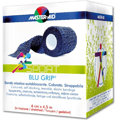 Trusetal GRIP® kohäsive Haftfixierbinde, selbstklebende, elastische Sport-Binde, Stützbandage per Hand reißbar (6 cm x 4,5 m) MASTER AID