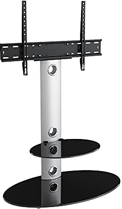 King TV Ständer Standfuß fur 32 - 60 Zoll LCD/LED/Plasma Fernseher Fernsehtisch mit Halterung inkl. Kabelführung (Oval, Silber/Schwarz)