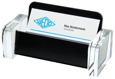 Wedo 0604401 Visitenkartenhalter Acryl glasklar schwarz Exclusiv