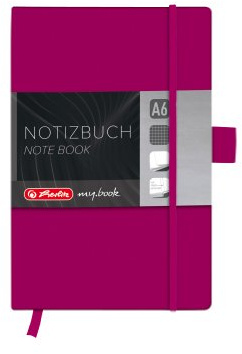 Herlitz 11369154 Notizbuch my.book Classic A6, 96 Blatt, kariert, berry