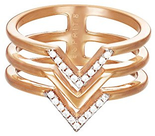 ESPRIT Damen-Ring JW52894 Messing rhodiniert Zirkonia transparent Gr. 54 (17.2)