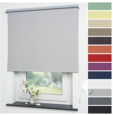 Liedeco® Rollo, Kettenzug-Rollo/Verdunkelnd, Abdunkelnd, Blickdicht / 62 x 180 (Breite x Höhe) / Farbe: hellgrau/Variable Montage