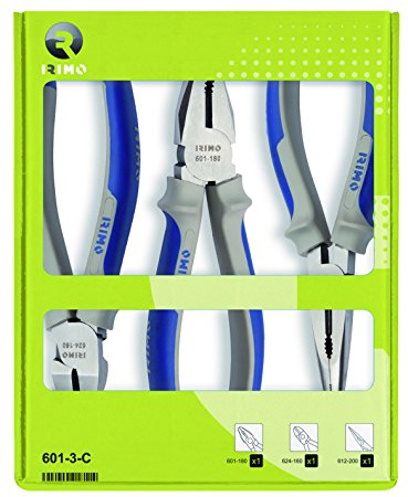 Juego 3 alicates (universal 180mm, cortante 160mm, semirredondo 200mm)