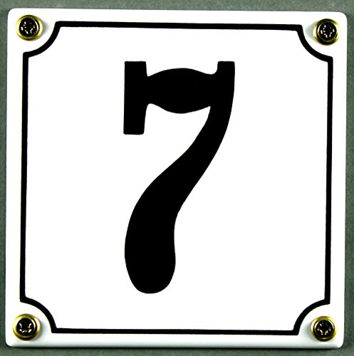 Buddel Bini Wetterfestes Emaille Hausnummernschild 7 12 x 12 cm, sofort lieferbar, weiß