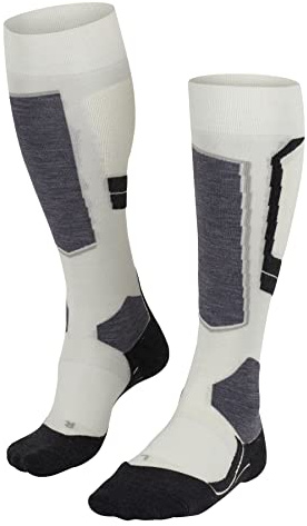FALKE Women's SK4 Advanced W Kh Wool Warm Thin 1 Pair Skiing Socks, White Off-White 2040-O, 5.5-6.5