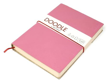 Artway Indigo Doodle – Godisrosa Läderliknande Skissbok/Anteckningsbok – 175mm x 125mm – 164 Sidor/82 Blad av 150gsm Ritpapper