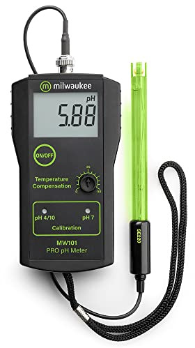 Milwaukee MW101 LED Economy Portable pH Meter with Manual Calibration, 0.0 to 14.0 pH, +/-0.2 pH Accuracy, 0.01 pH Resolution