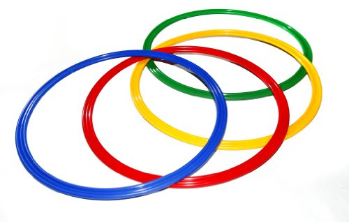 Boje Sport Lot de 4 cerceaux de Gymnastique Plats/cerceaux de Coordination Plats, Ø ca. 40 cm, 4 Couleurs - 4X R40ybrg