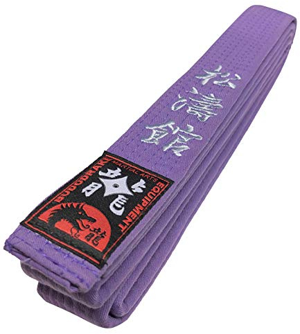 Budodrake Violettgurt Bestickt mit Shotokan (Bestickung in Silber) Karategürtel violett lila Karategurt (300)