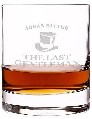 Herz & Heim® Whisky Glas personalisiert mit Gravur – The Last Gentleman – Whiskeyglas mit Name
