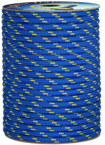 006006558 Treccia corit azzurra, 12 mm - 20 mt, Corda intrecciata multiuso resistente ai raggi U.V. e all'abrasione, per attività all'aperto, giardino, mare, guinzagli e fai da te, rottura 1.540 kg