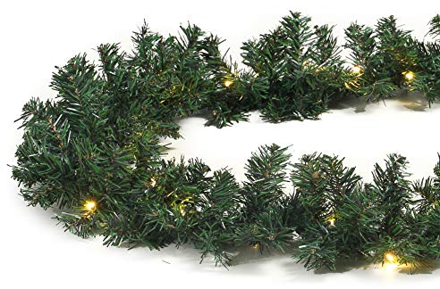 Gartenpirat Künstliche Tannengirlande Türgirlande beleuchtet 8,1 m 120 LED warmweiß Timer-Funktion Weihnachtsdeko