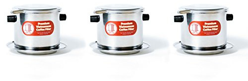 Thang Long Vietnamesische Kaffeefilter, 325 ml, groß, Schwerkraft, 3 Stück, Edelstahl, Korb, Kaffeekocher, 935.5 gramm