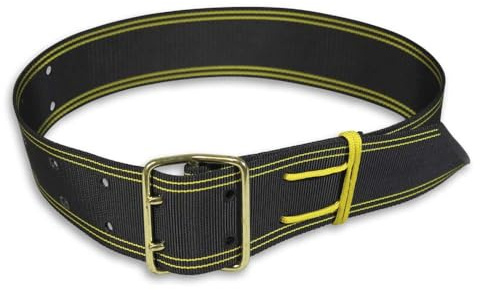 Kerbl Glockenriemen PE, 2 Dorne, mit Schnur, schwa/gelb 50mmx110cm