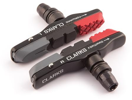 Clarks Mountain Rim Brake Pads - Pair of 72mm Triple Contour Brake Pads with Replacement Inserts Compatible with Mountain Bikes Ideal for All Weathers