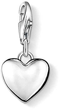 Thomas Sabo Charm Club Colgante charm para mujer en forma de corazón, plata de ley 925, 0913-001-12, 3D heart charm