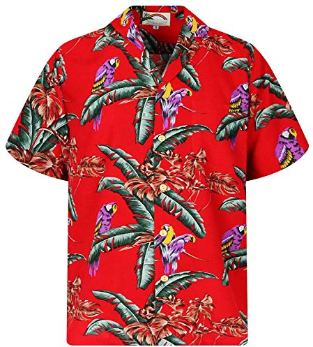 Paradise Found Camicia da Uomo Rainforest_Shirts, Colore: Rosso, XL