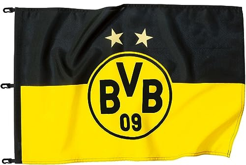 BVB Hissfahne 150x100cm | Wetterfest, 100% Polyester, offiziell | Inkl. 3 Karabinerhaken, für Fahnenmast & Balkon, schwarzgelb